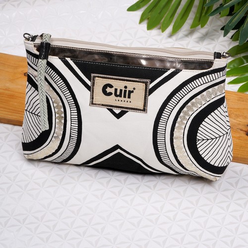 Small cotton clutch zip pouch - small,