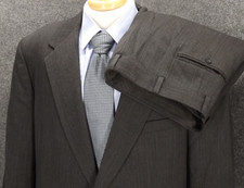 PIERRE CARDIN Mens Suit 48L Gray Stripe Wool 41x31 Cuff Pants 2 Piece 2 Btn