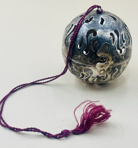 Vintage silverplate pomander - vintage,