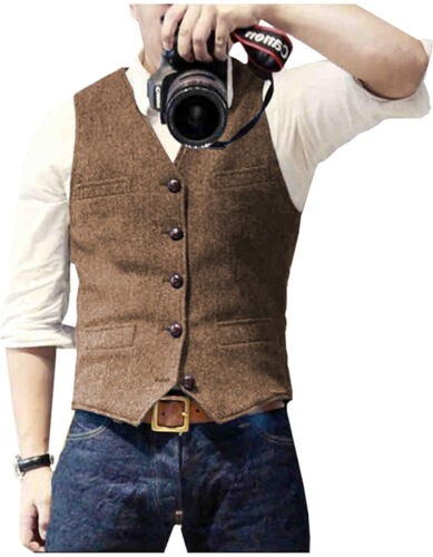 Mens tweed suit vest - vest, retro