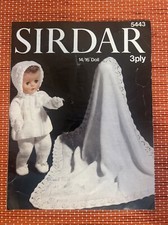 BABY DOLL 14”-16” MATINEE COAT LEGGINGS BONNET BLANKET VTG KNITTING PATTERN 5443