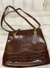 Gold Coast Brown Leather Purse Satchel Shoulder Bag Handbag Gold Chain