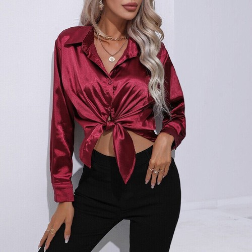 Womens satin silk solid - womens, shirt
