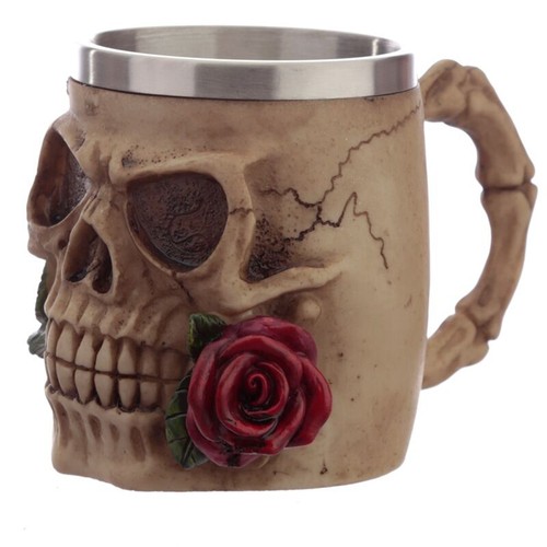 New skull gothic tankard stein - new,