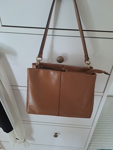 Real leather handbag tan - real,