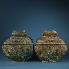 Old rare bronze square jar - old,