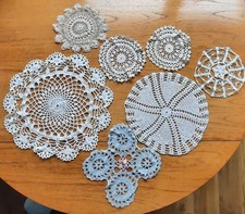 Vintage Bundle of 7  Scottish Hand Made Crochet Doilies Placemats Tablemats