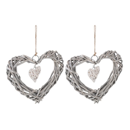 2pcs heart shape wicker - shape,