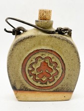 VINTAGE RETRO 70'S TREMAR POTTERY STONEWARE FLASK BOTTLE CORNISH STUDIO CORK LID
