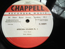Bob Adams 'African Sounds' 10 inch. CHAPPELL LIBRARY MUSIC. VINYL 78 RPM