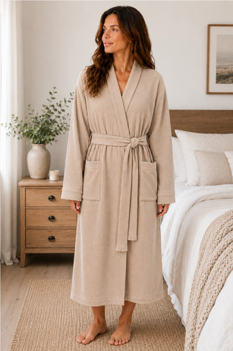 Wide ribbed dressing gown - wide,