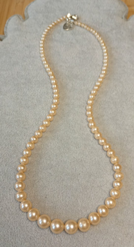 Cream simulated pearl necklace - simulated,