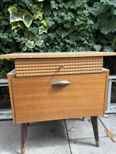 Lebus Mid Century Modern Tiered Atomic Era Side Table Bedside Cabinet Sideboard