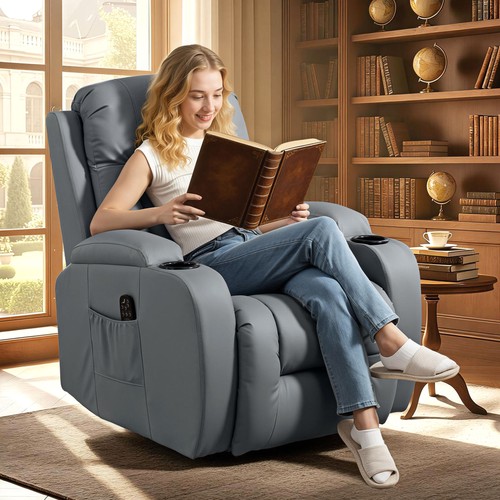 Leather massage recliner - pu,