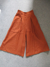 RAY MARJORY PARIS -RETRO GINGER BROWN, WOOL BLEND WIDE LEG, CULOTTES - XS (W24")