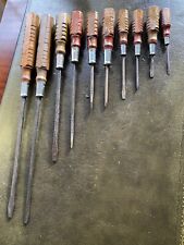 Set Of 10 Vintage Wooden Handled Screwdrivers