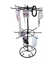 3 Tier Revolving Jewellery Keyring Display Rotating Iron Metal Stand Rack In VGC
