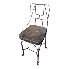 Antique Child's Twisted Wrought Iron Ice Cream Parlour Chair