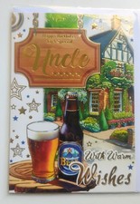 Special Uncle Happy Birthday Greeting Card Beer & Pub 7x5" FREEPOST