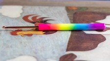 Rainbow Design Handmade Crochet Hook 3mm