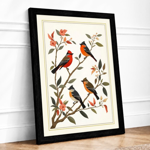 Songbirds among blossoms - among,