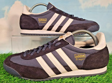 ADIDAS DRAGON TRAINERS SIZE 10 BLACK SUEDE & BLUE TEXTILE / WHITE  (CUSTOMISED)