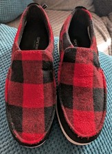 Sperry Mens Size 7(41)Moc Sider Buffalo Check Plaid Red Wool Blend Slip On Shoes