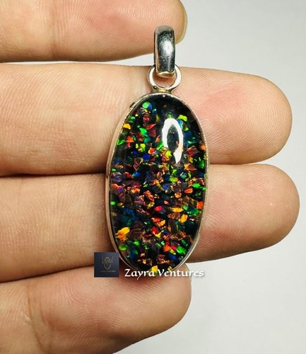 Black opal pendant - pendant, 925