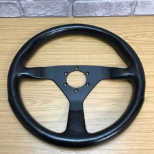 Genuine Momo Monte Carlo V35 Black Leather, 350mm Steering Wheel Dated 1989.  8A