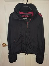 Superdry Original The Windcheater Jacket Black & Pink Womens Size S/8 Small Warm