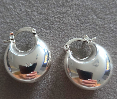 925silver round hoop - hoop, huggie