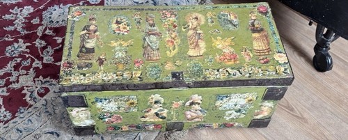 Green wooden storage chest - storage,