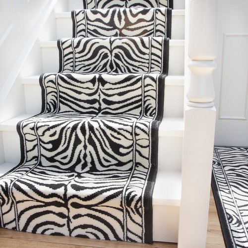 Long black zebra - black, print