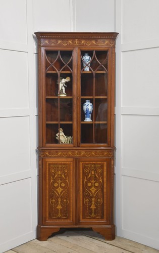 Mahogany inlaid corner cabinet - mahogany,