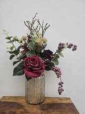 Silver ribbed glass vase - , with