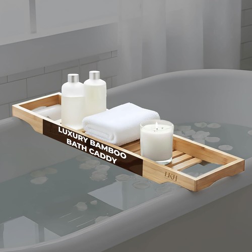 Bamboo bath tray caddy - tray,