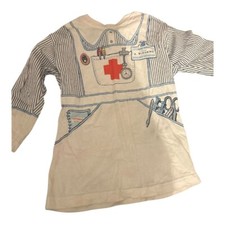 Kids' Nurse Costume Long-Sleeve Shirt with Fun Medical Tools and Graphic Print