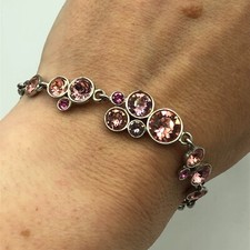 Sparkle Bracelet Pink & Silver Tone Toggle Retro Festival Boho Pretty Hippie