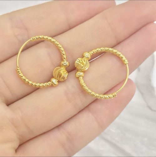 24k gold plated beaded hoop - 24k,