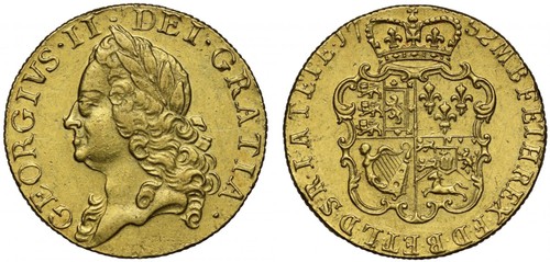 George 1752 guinea old - ii, guinea,