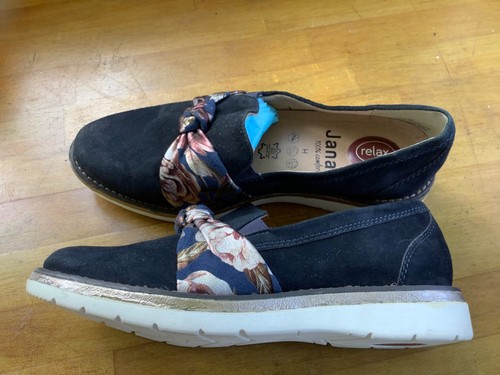 Jana navy suede loafers - navy,