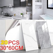 20x Self-Adhesive Marble Tiles Wall Sticker Stick On Kitchen Bathroom Home Decor