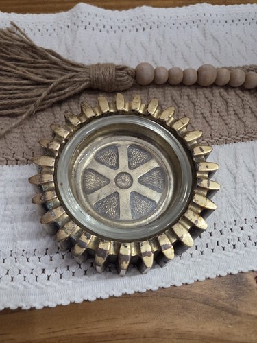 Vintage brass rotary - brass, cog