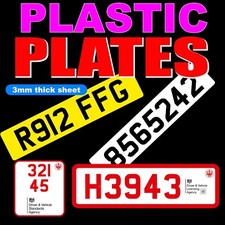 1x PLASTIC MOTOR TRADE SHOW ROOM PLATE SIGN 3mm TRADE PLATE NUMBER PLATE  Reg