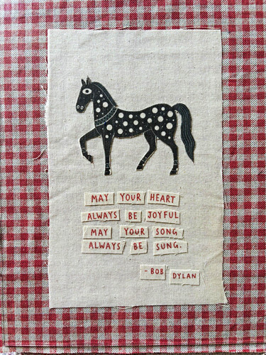 Folk art fabric tapestry wall - art,