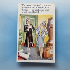 Comic Postcard C1948 Pinz Nez New Maid Clock Luggage M.A.