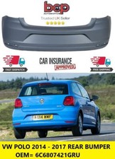 VW POLO 6R 2014 – 2017 REAR BUMPER PRIMED INSURANCE APPROVED 6C6807421GRU