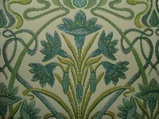 10 Metres Art Nouveau Prussian Blue Thick Jacquard Curtain Upholstery Fabric