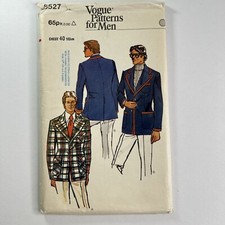 Vogue 8527 Retro Vintage Jacket Blazer Fitted Pockets Mens New Uncut Pattern