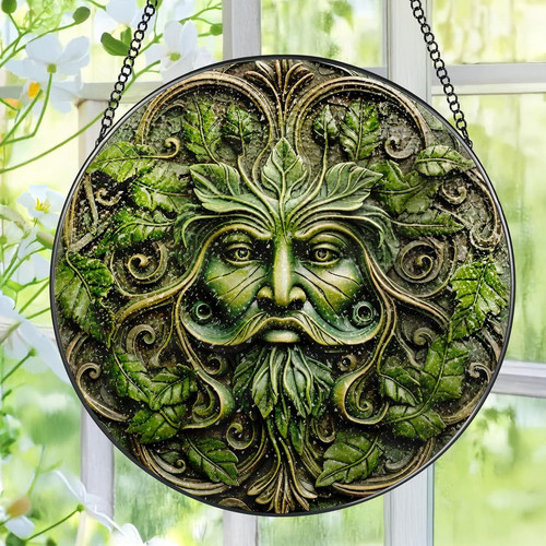Green man stained glass - stained,